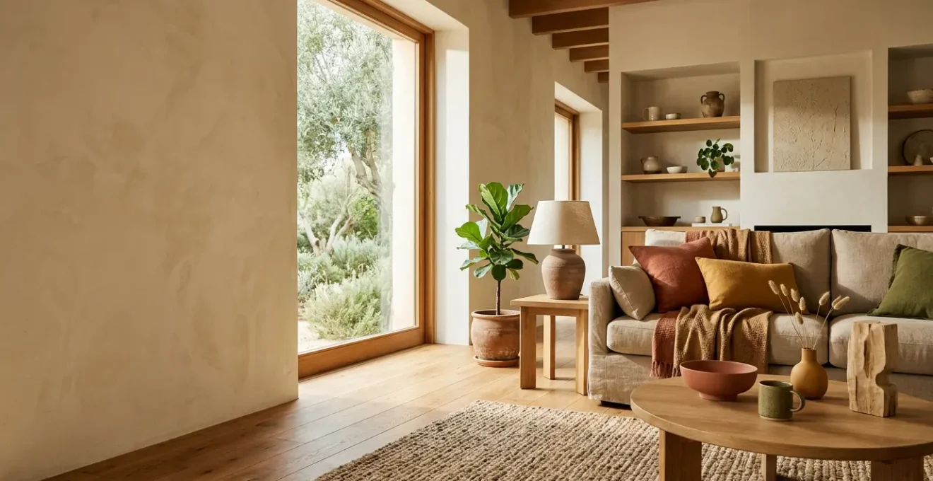 Interior contemporáneo con equilibrio entre diseño editorial y funcionalidad habitable, espacios luminosos con texturas naturales