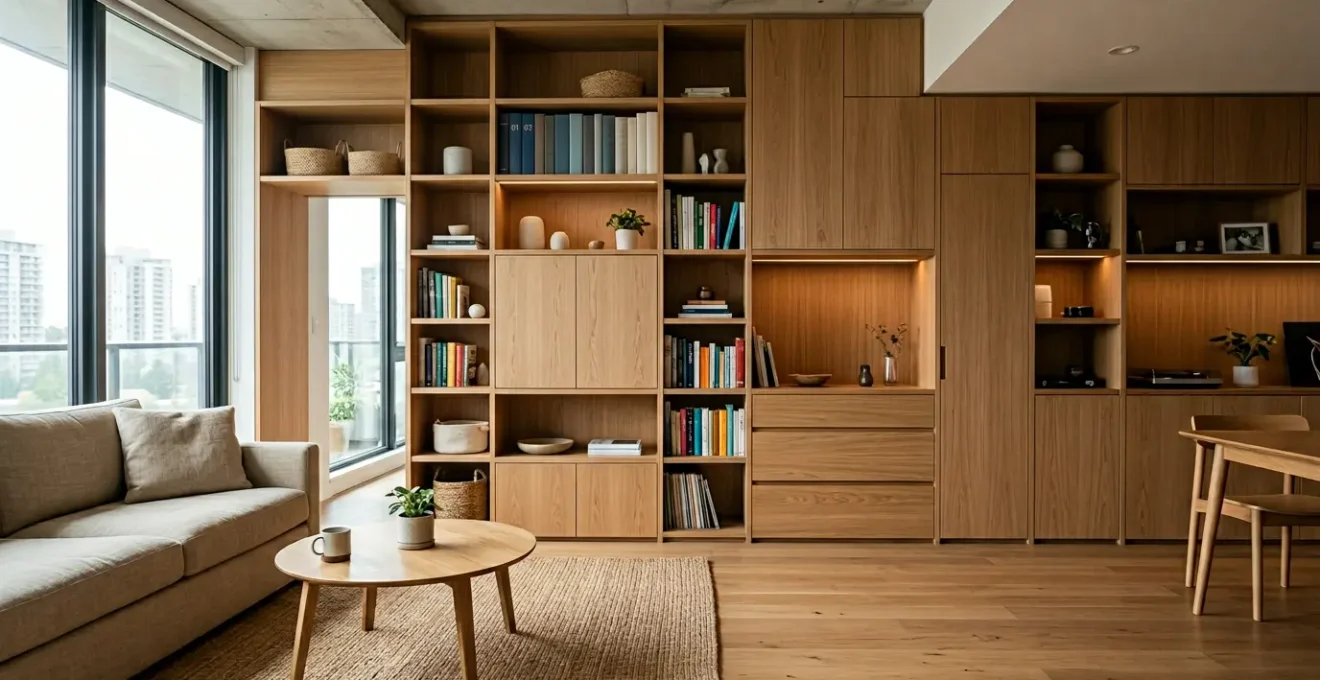 Solución de almacenamiento vertical personalizada en vivienda urbana compacta