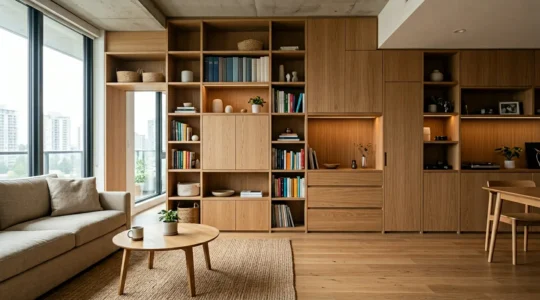 Solución de almacenamiento vertical personalizada en vivienda urbana compacta